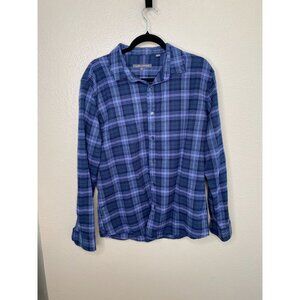 Slate & Stone Mens XL Plaid Button-Up Shirt Blue Cotton Blend Long Sleeve